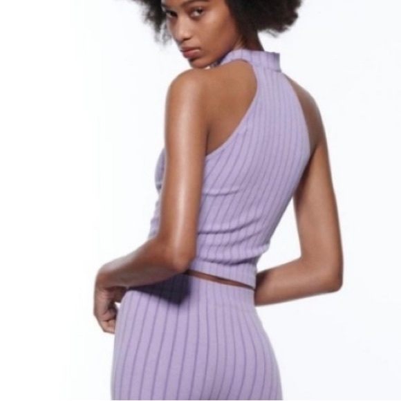 ZARA Ribbed Mock Neck Crop Top Size XS-S - Picture 6 of 7